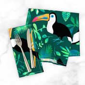 Jumbo Toucan Jungle watercolor green