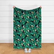 Jumbo Toucan Jungle watercolor green