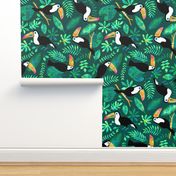 Jumbo Toucan Jungle watercolor green