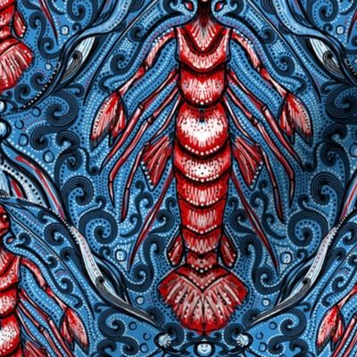 lobster merman damask