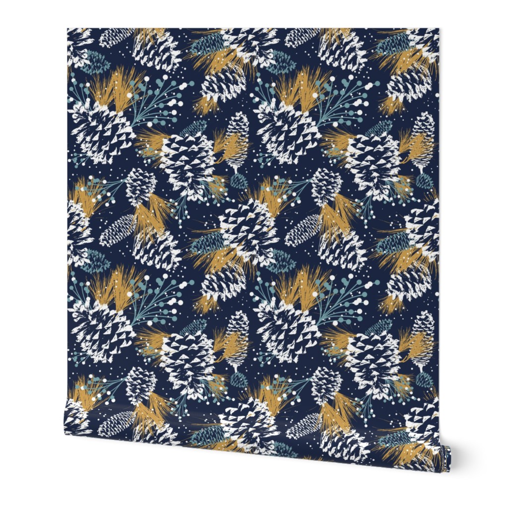 Festive Forest - Navy Large Scale