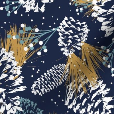 Festive Forest - Navy Large Scale