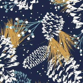 Festive Forest - Navy Large Scale