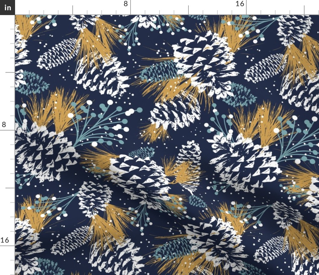 Festive Forest - Navy Large Scale