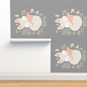 Sleeping Fox - grey panel - VERTICAL