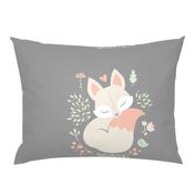 Sleeping Fox - grey panel - HORIZONTAL