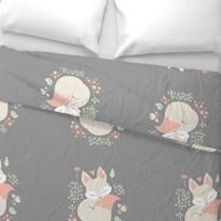 Sleeping Fox - grey panel - HORIZONTAL