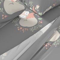 Sleeping Fox - grey panel - HORIZONTAL