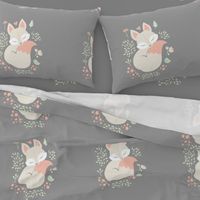 Sleeping Fox - grey panel - HORIZONTAL