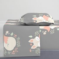 Sleeping Fox - grey panel - HORIZONTAL