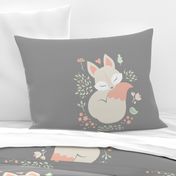 Sleeping Fox - grey panel - HORIZONTAL