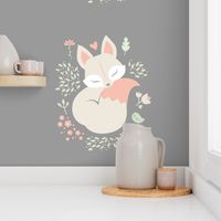 Sleeping Fox - grey panel - HORIZONTAL