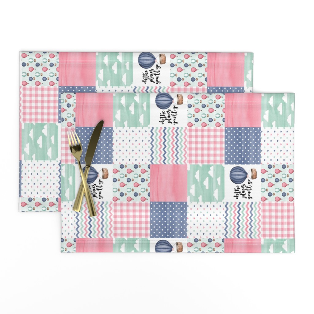 3 inch Hot Air Balloon//oh the places you'll go - wholecloth cheater quilt - rotated