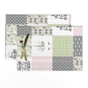 Be a unicorn - Baby Pink/Green - Wholecloth Cheater Quilt - Rotated