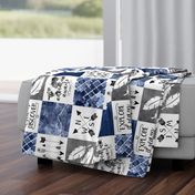 Adventure Awaits - Grey/Navy - Wholecloth Cheater Quilt - Rotated