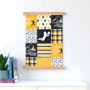 Football//Hustle Hit Never Quit Steelers - Wholecloth Cheater Quilt