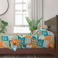 Football//Hustle Hit Never Quit Dolphins - Wholecloth Cheater Quilt 