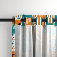 Football//Hustle Hit Never Quit Dolphins - wholecloth cheater quilt - rotated