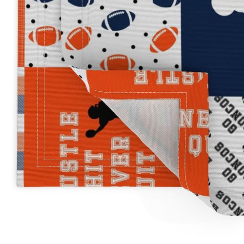 Football//Hustle Hit Never Quit Broncos - Wholecloth Cheater Quilt - Rotated