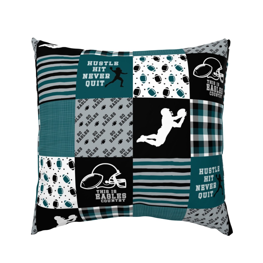 Football//Hustle Hit Never Quit - Eagles - Wholecloth Cheater Quilt