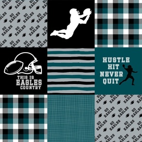Football//Hustle Hit Never Quit - Eagles - Wholecloth Cheater Quilt