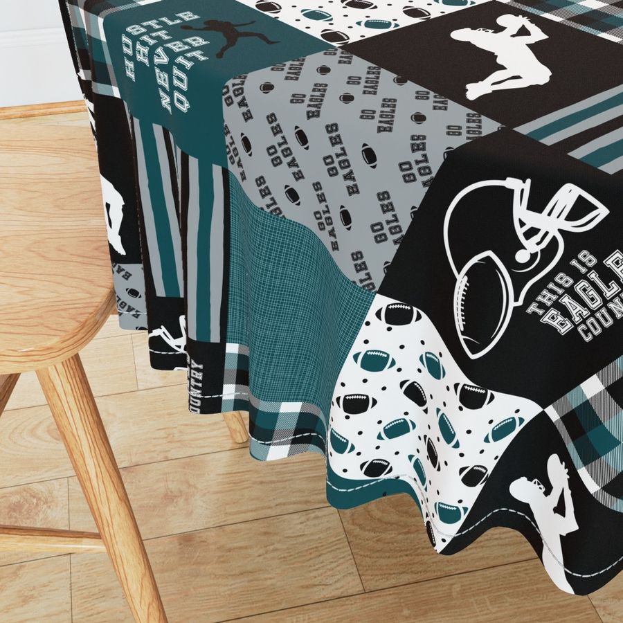 Football//Hustle Hit Never Quit Eagles - Wholecloth Cheater Quilt - Rotated