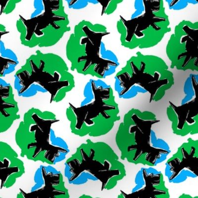1950's Style Scottie Dog in Blue and Green