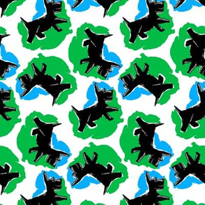 1950's Style Scottie Dog in Blue and Green