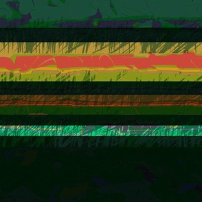 Modern Retro: Green Scribble Horizontal Stripes, Green