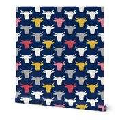 Cow Heads-  Pink, Gold, Navy