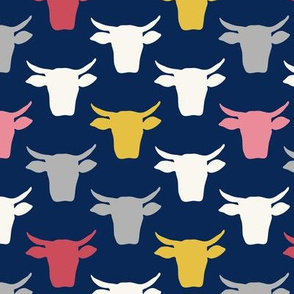 Cow Heads-  Pink, Gold, Navy
