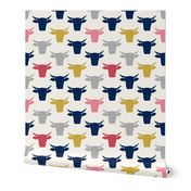 Cow Heads - Pink, Gold, Navy, H  White