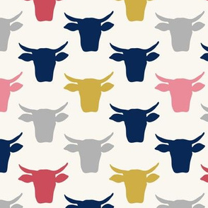 Cow Heads - Pink, Gold, Navy, H  White