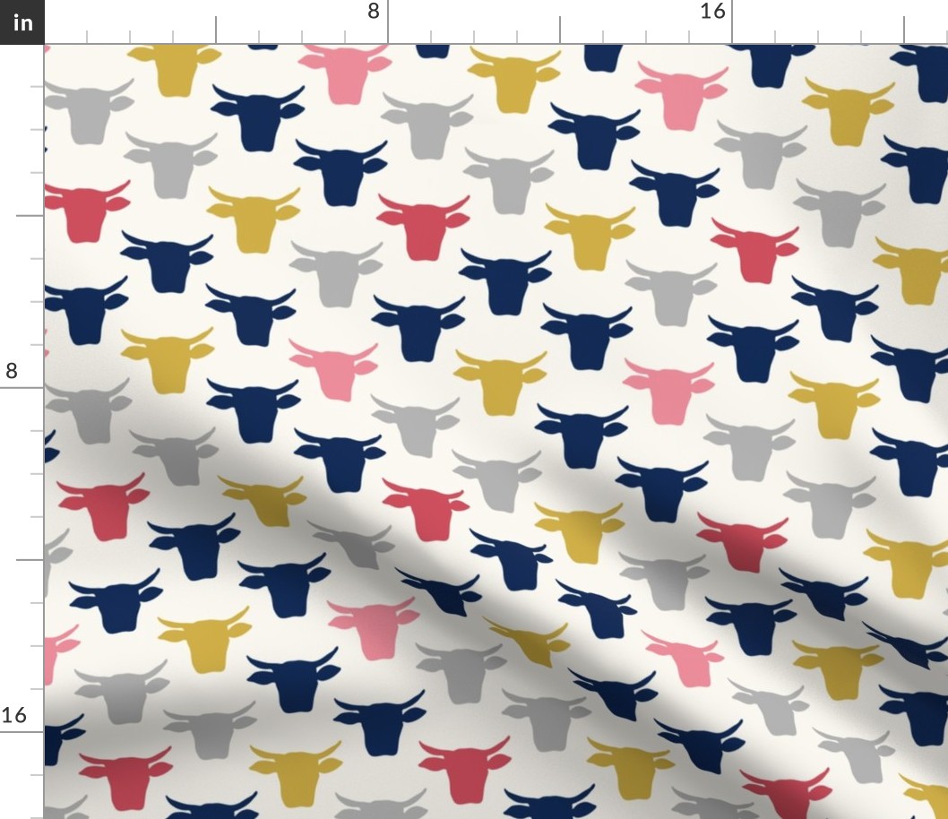 Cow Heads - Pink, Gold, Navy, H  White