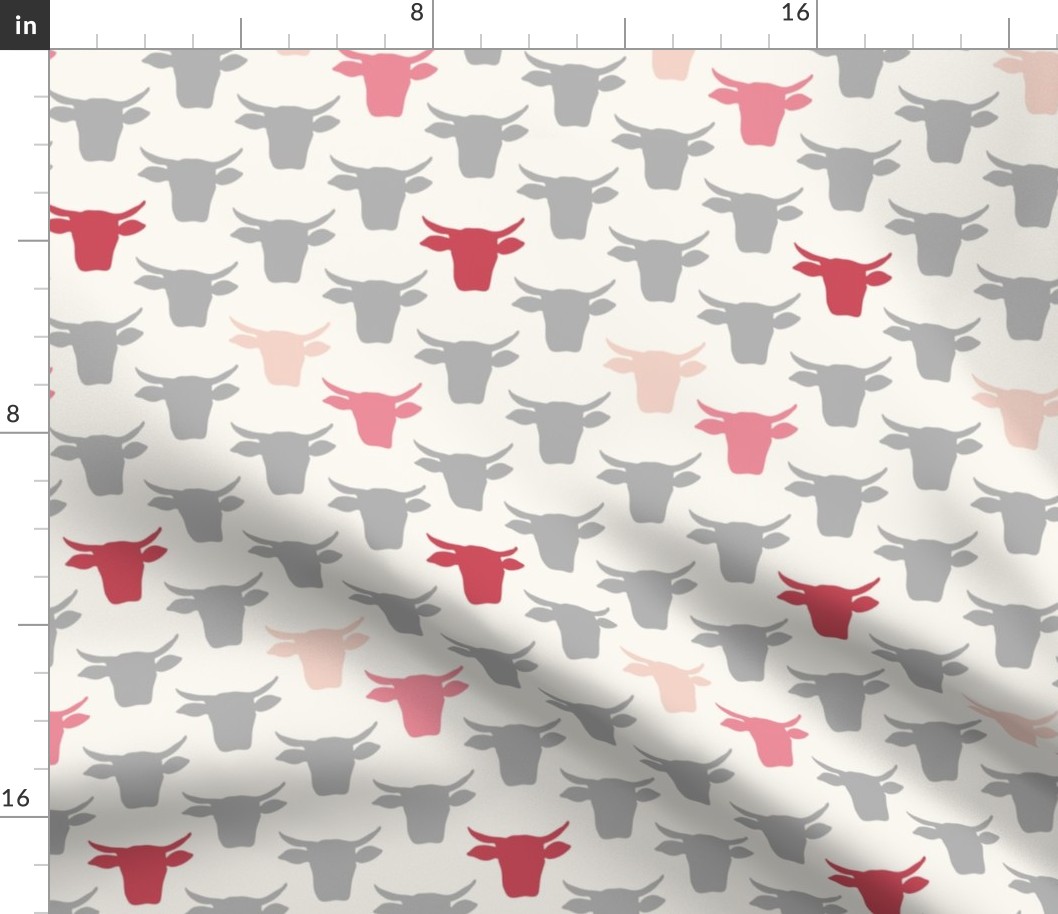 Cow Heads - Pink, Grey, H White