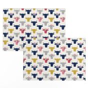 Cow Heads Flowers - Pink, Gold, Navy, H White