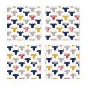 Cow Heads Flowers - Pink, Gold, Navy, H White