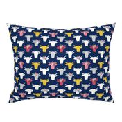 Cow Heads with  Flowers - Pink, Gold, Navy