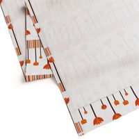 A warm, stylized orange tulip garden pattern with rhythmic stripes.