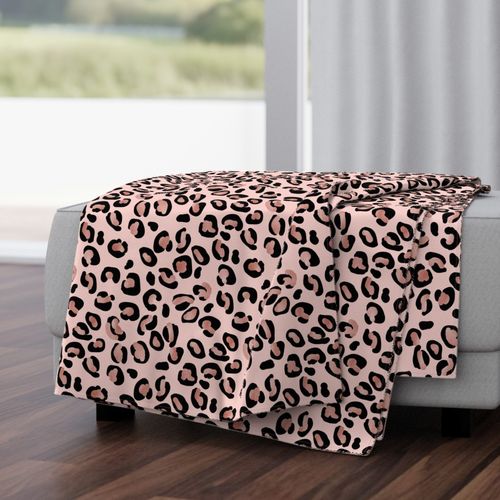 Leopard Rose Gold Spots on Pink Fabric