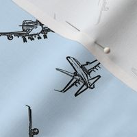 Plane Sketches on Light Blue // Large