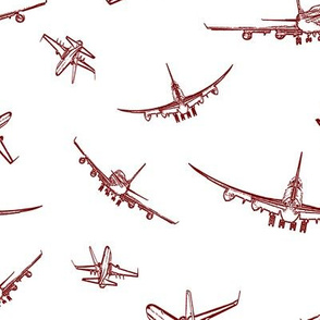 Burgundy Plane Sketches // Large