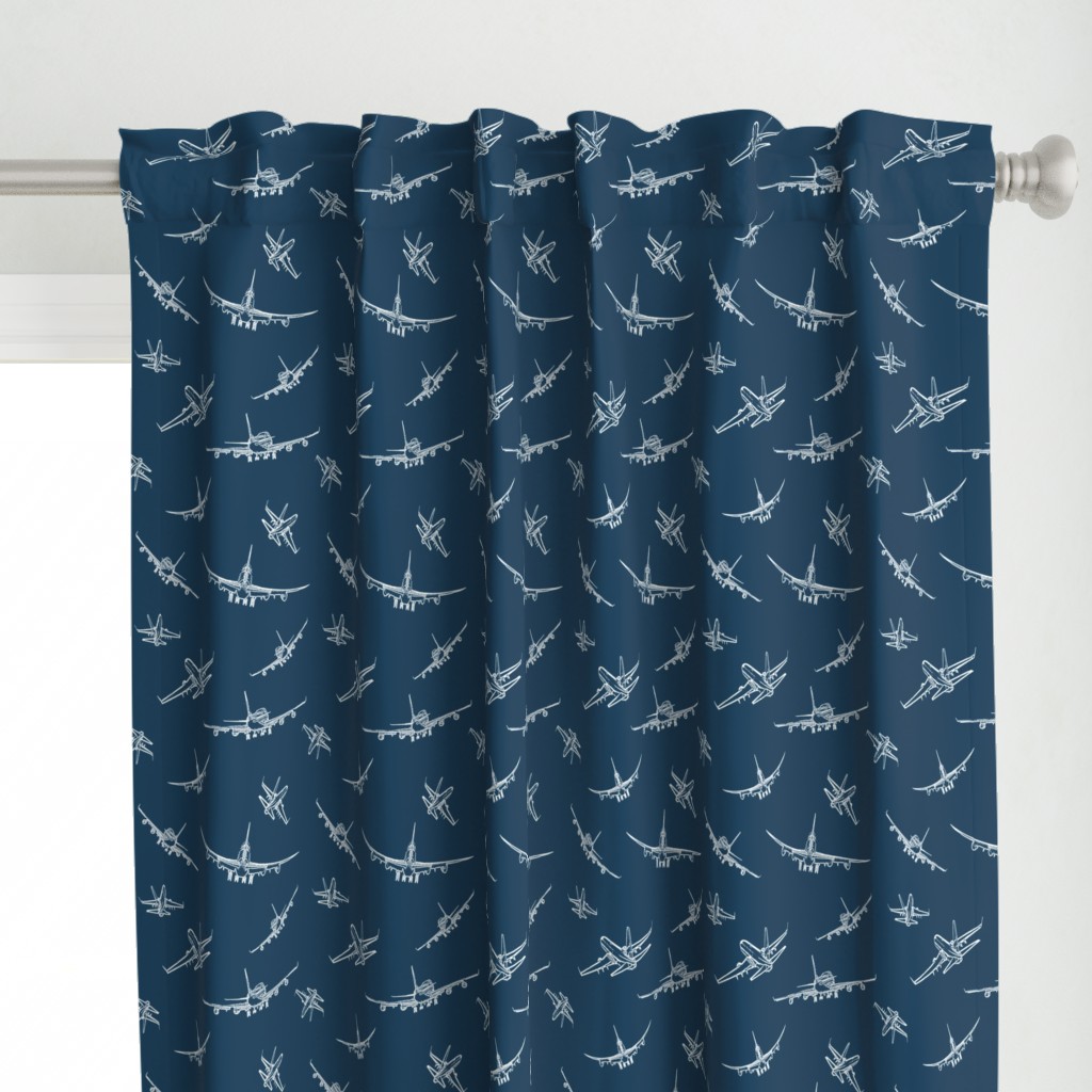 Plane Sketch on Navy Blue // Large