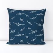 Plane Sketch on Navy Blue // Large