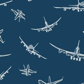 Plane Sketch on Navy Blue // Large