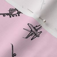 Plane Sketches on Light Pink // Large