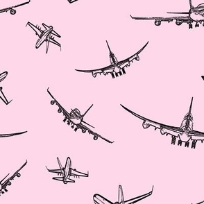 Plane Sketches on Light Pink // Large