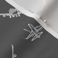 Plane Sketches on Dark Grey // Large