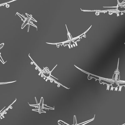 Plane Sketches on Dark Grey // Large