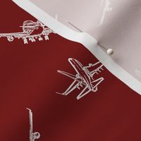 Plane Sketches on Maroon // Large